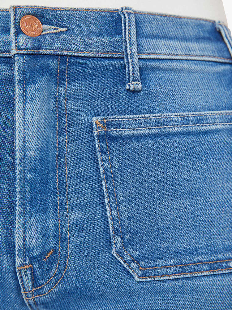 Mother The Hustler Roller Patch Pocket Sneak Piece By Piece Jeans In Blue