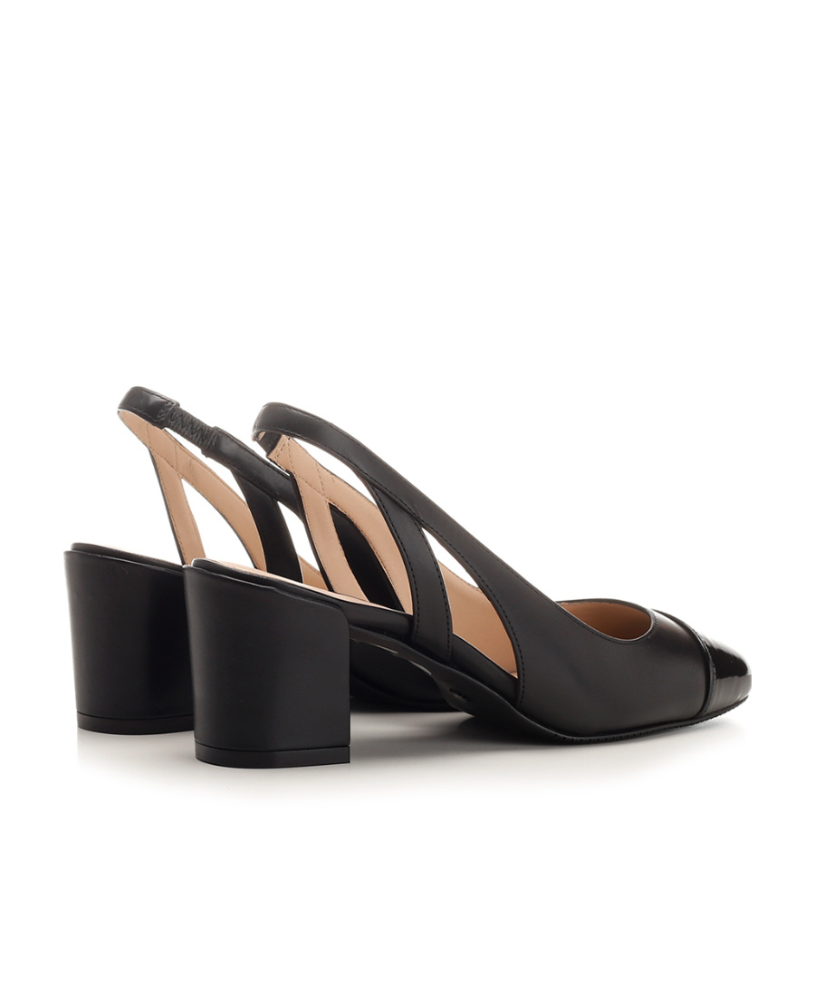 Stuart Weitzman 'sleek' Black Slingback Pumps With Block Heel In Black