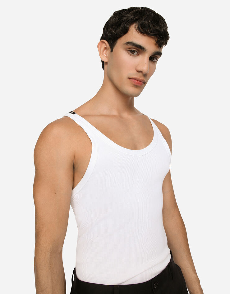 Dolce & Gabbana Dolce&gabbana White Ribbed Cotton Tank Top In White