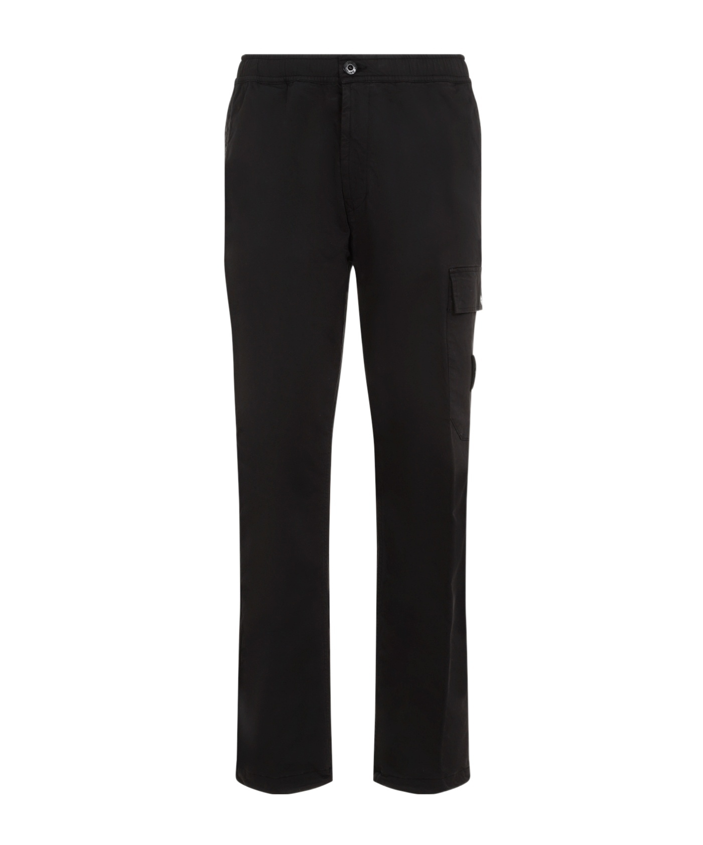 Stone Island Black Slim Cargo Pants With Elasticated Waist And Logo Patch In Stretch Cotton Man In Black