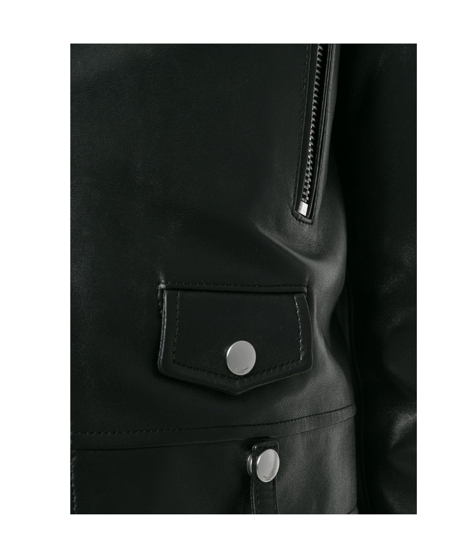Saint Laurent Leather Jacket In Black