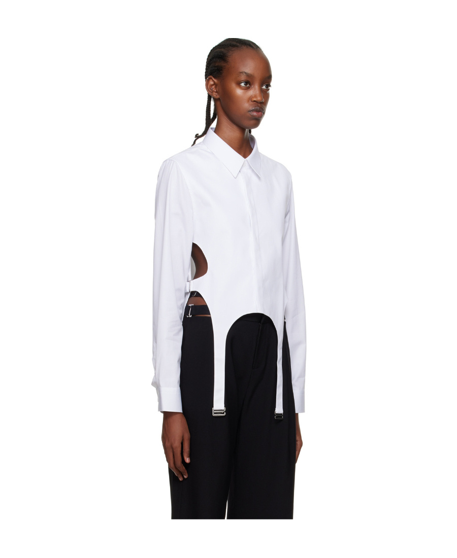Shop Dion Lee Garter Bib Long-sleeve Shirt In White