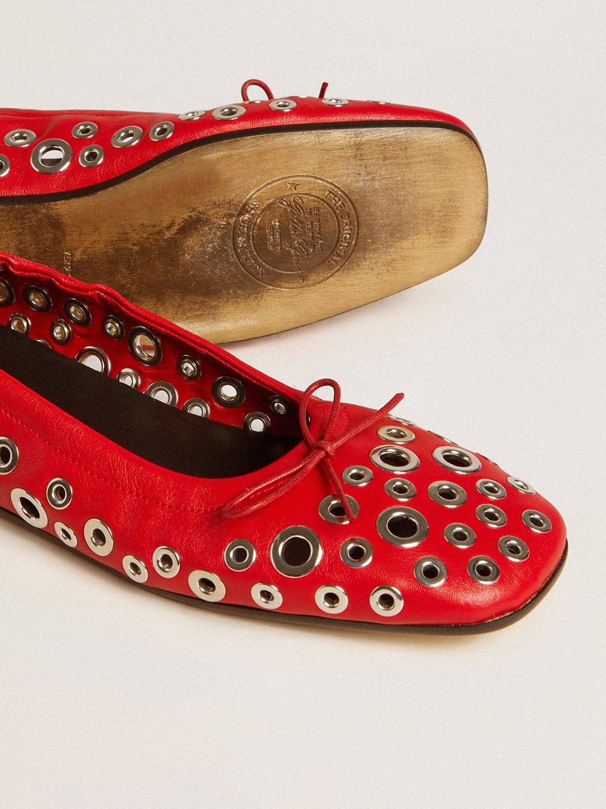 Golden Goose Amy Eyelet-embellished Nappa Ballerina Flats In Red