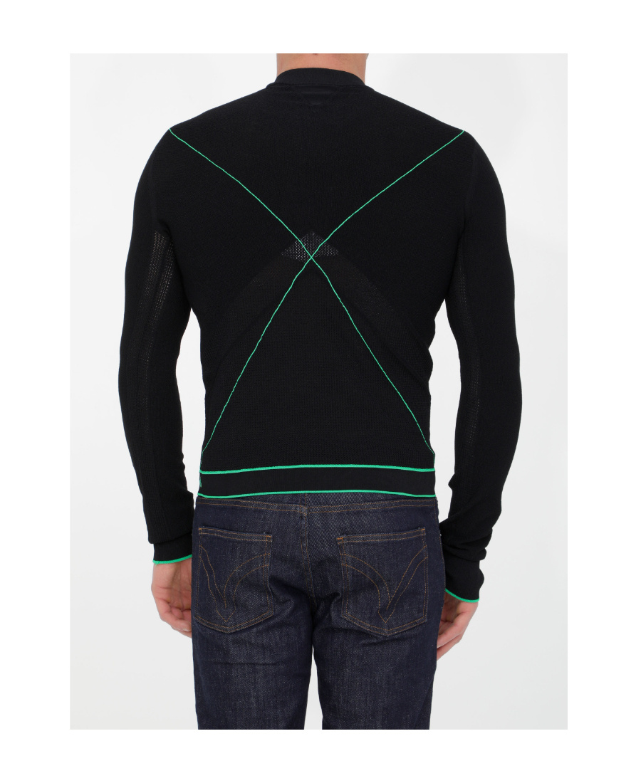 Bottega Veneta Line-knit Knitted Jumper In Black