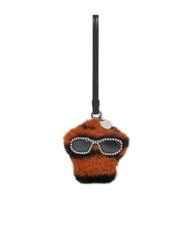 Versace Furry Bag Charm In Brown