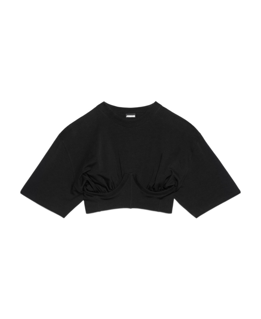 Jacquemus Le Caraco Cropped T-shirt In Nero