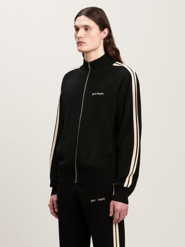 Shop Palm Angels Logo Embroidered Zip-up Jacket In Black