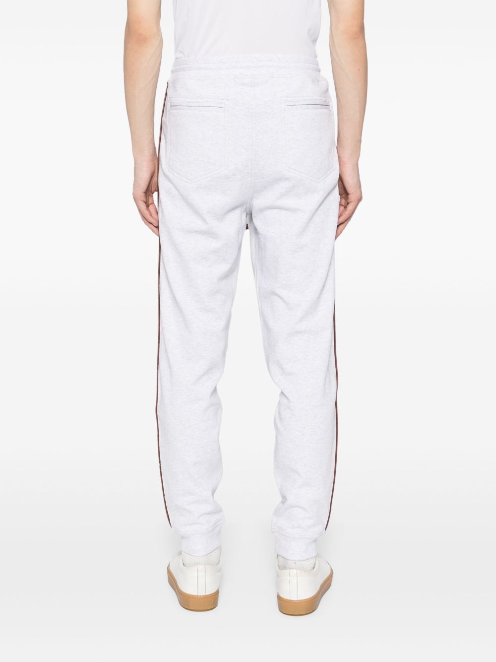 Brunello Cucinelli Cotton Sweatpants With Side Stripe Detail In Grey