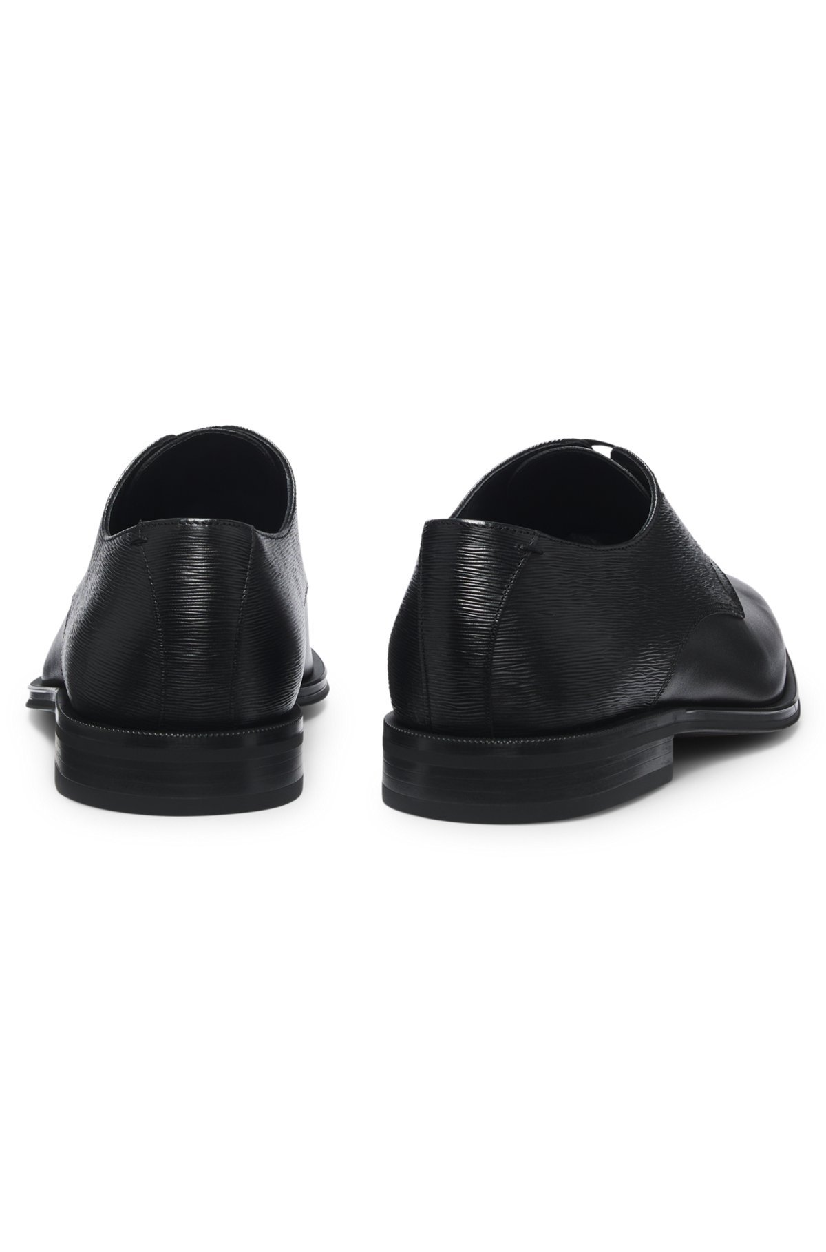 Hugo Boss Colby Mens Leather Derby Shoes With Embossed Logo Nos Uk8 Eu42 In Black