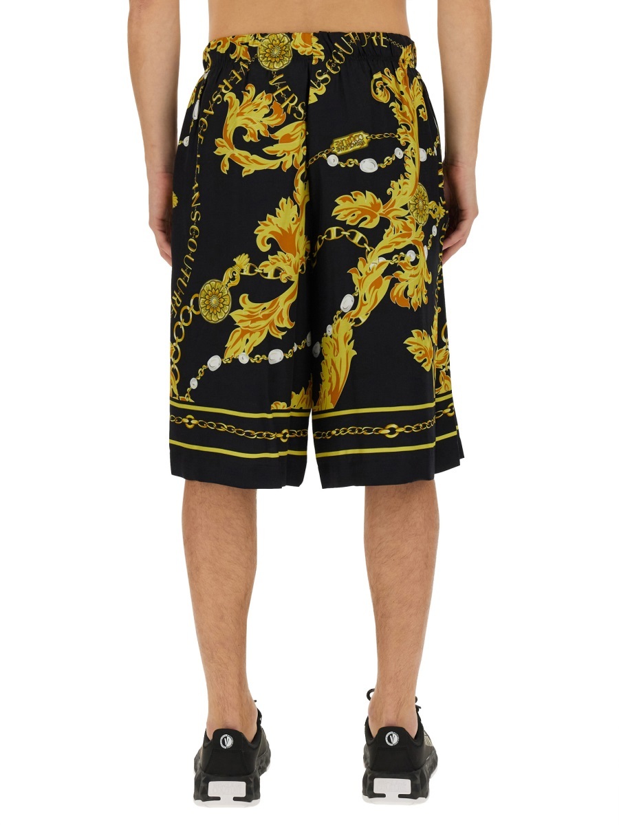Versace Jeans Barocco-print Track Shorts In Black