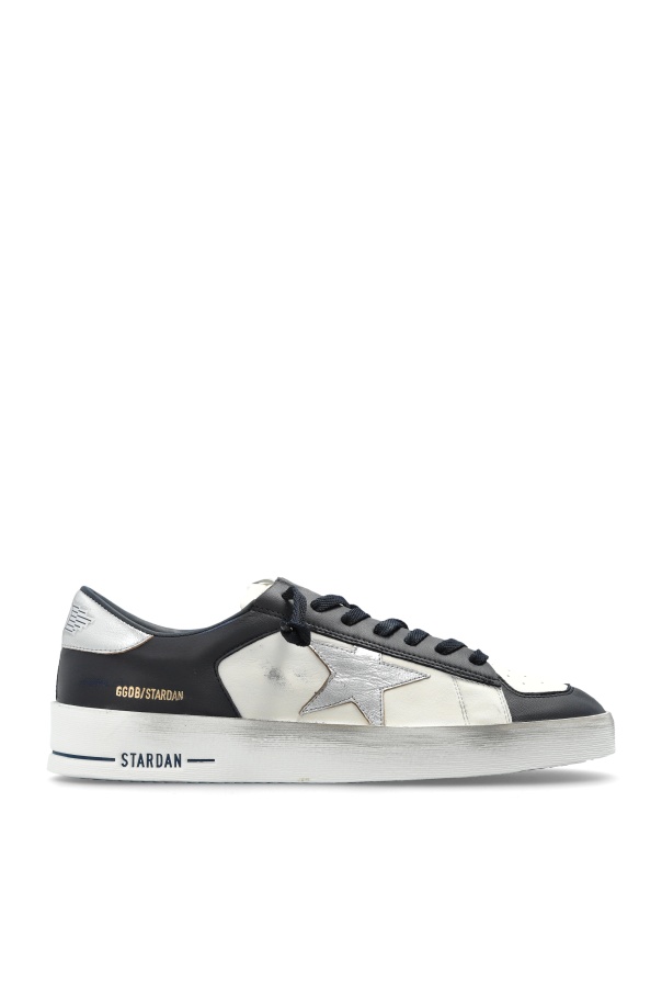 Golden Goose 'stardan' White Sneakers With Star Patch On The Side And Laminated Heel With Logo In Black