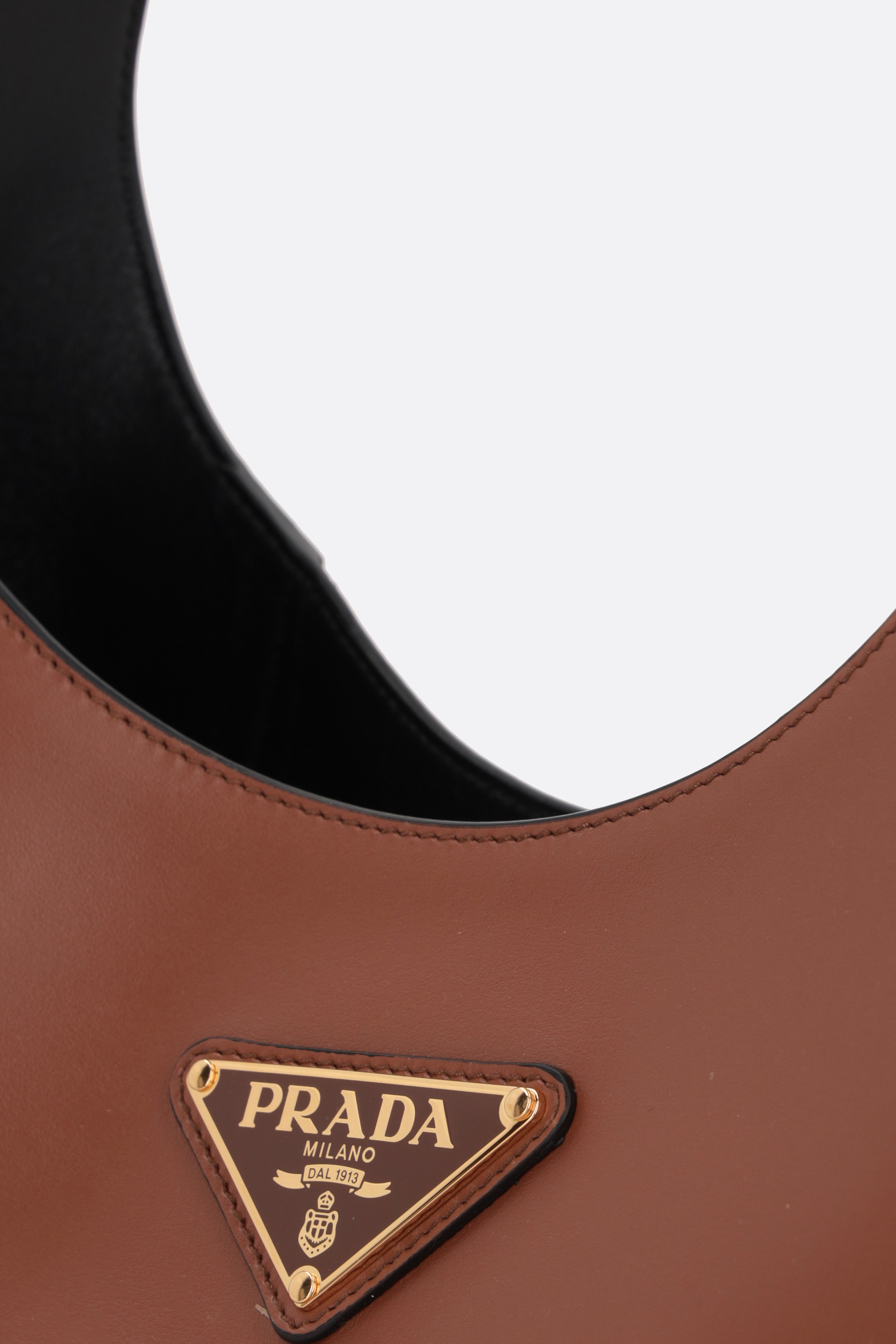 Prada Triangle-logo Leather Shoulder Bag In Brown