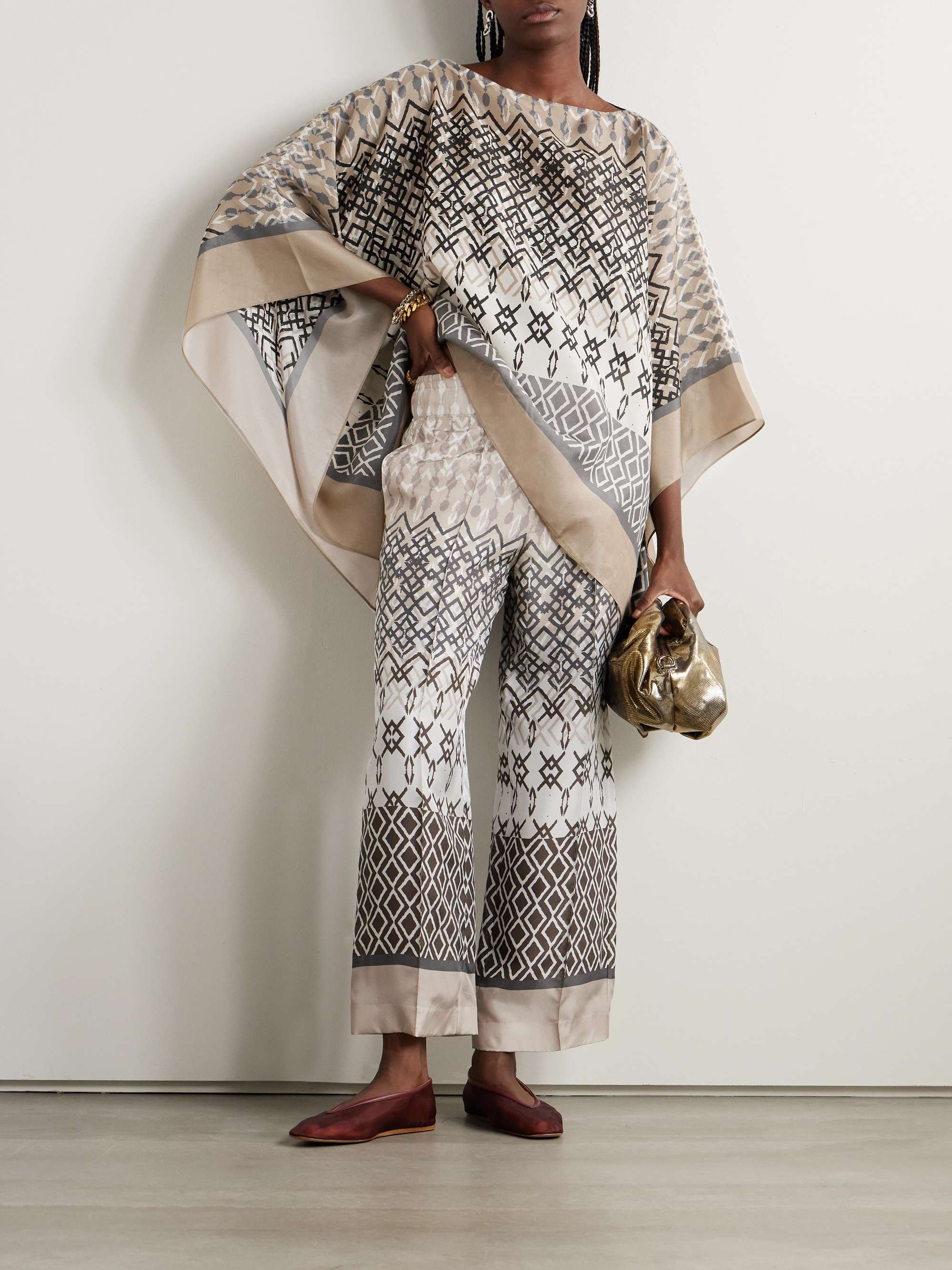 BRUNELLO CUCINELLI GEOMETRIC-PRINT SILK BLOUSE