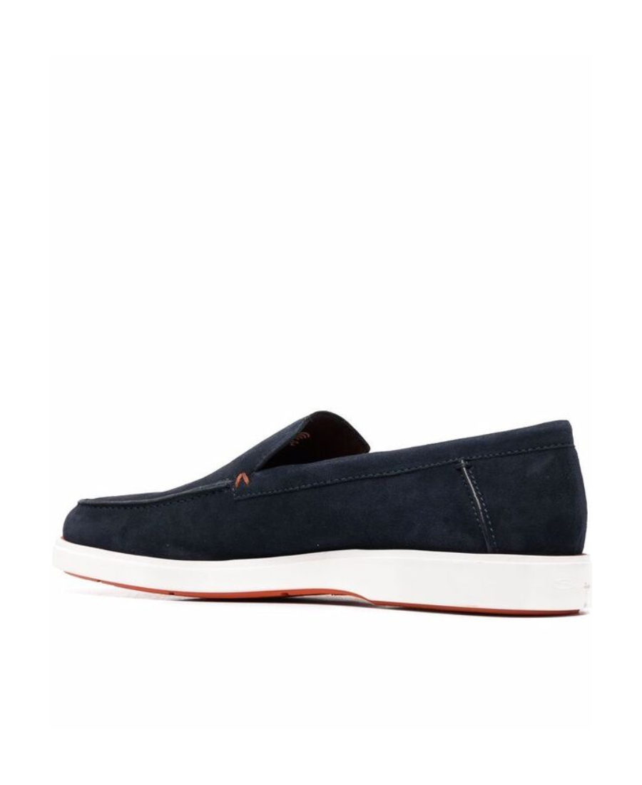 Santoni Leather Loafers Contrast Stitching In Black