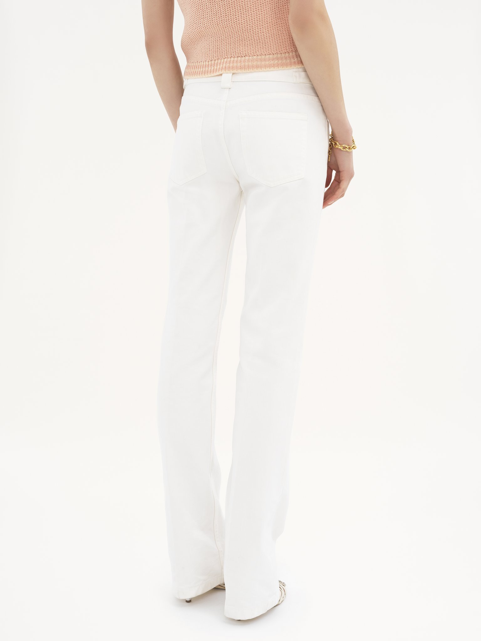 Shop Chloé Cotton Straight-leg Trousers In White