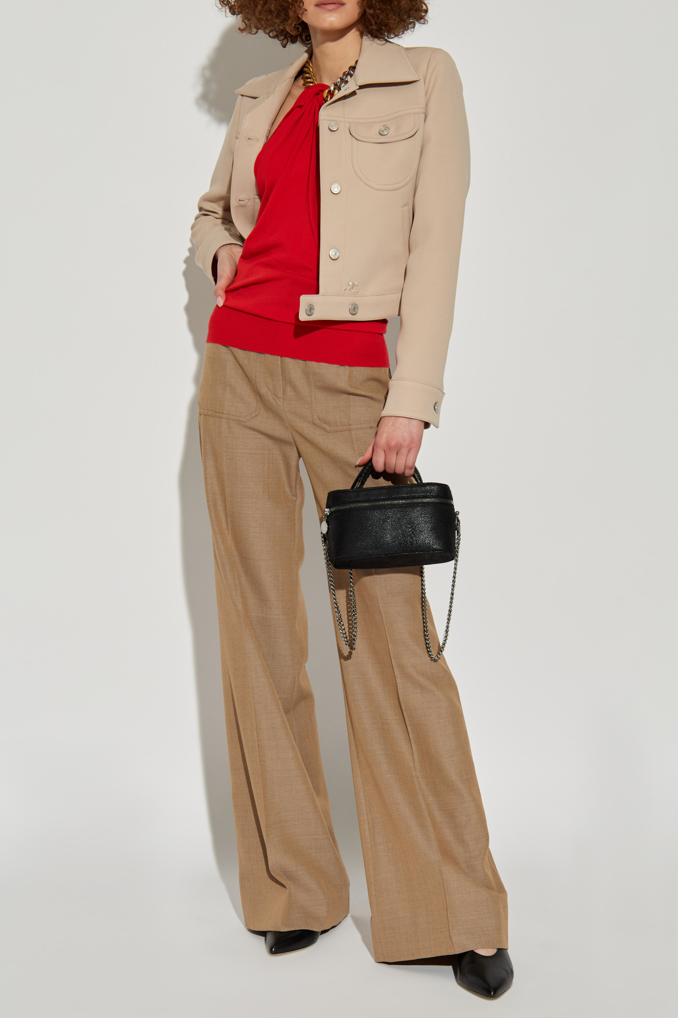 Stella Mccartney Chain-strap Fine-knit Top In Red