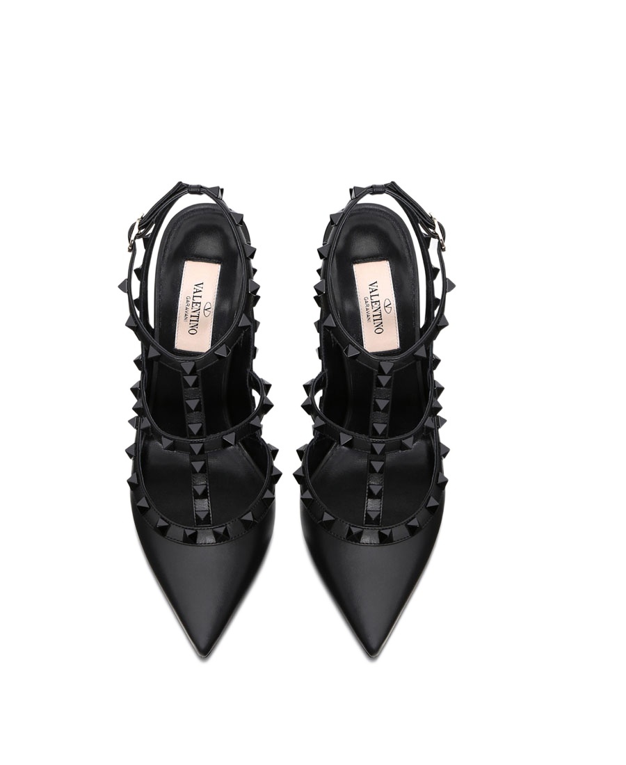 Valentino Garavani Rockstud Ankle Strap Pump With Tonal Studs 100 Mm Woman Black 41.5 In Black