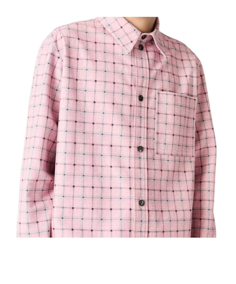 Bottega Veneta Men Pink Check Print Leather Shirt In Pink