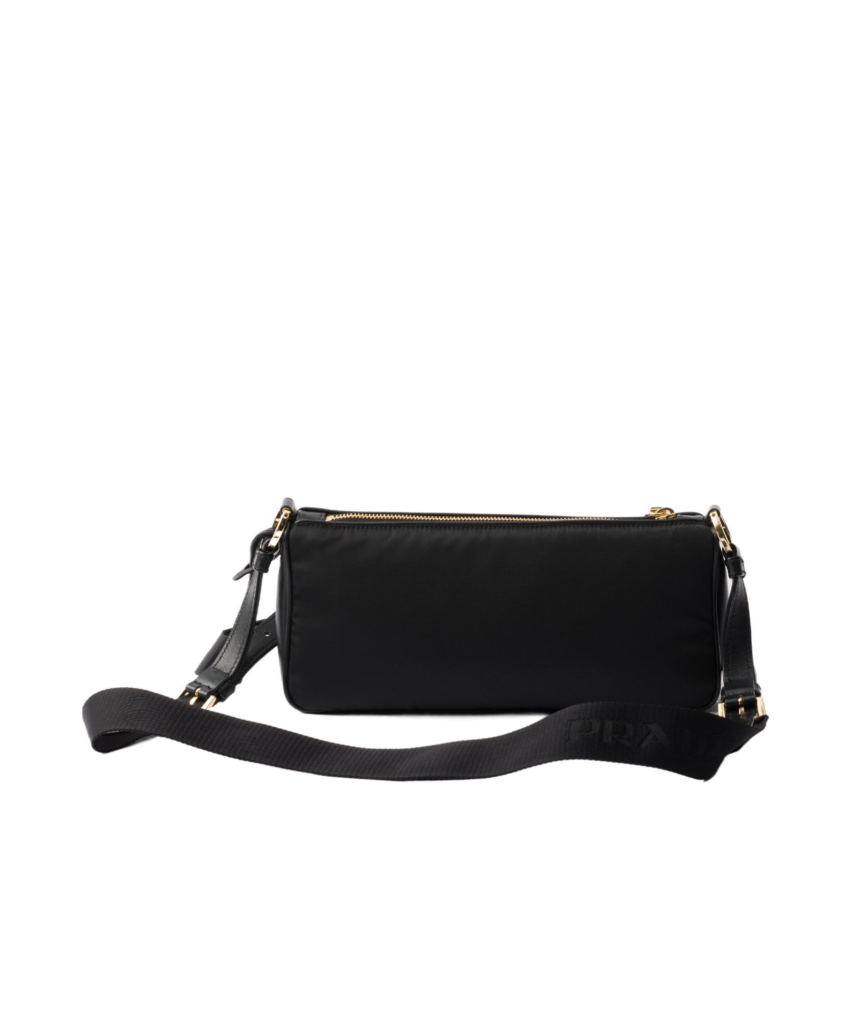 Prada Small Leather-trim Shoulder Bag In Black