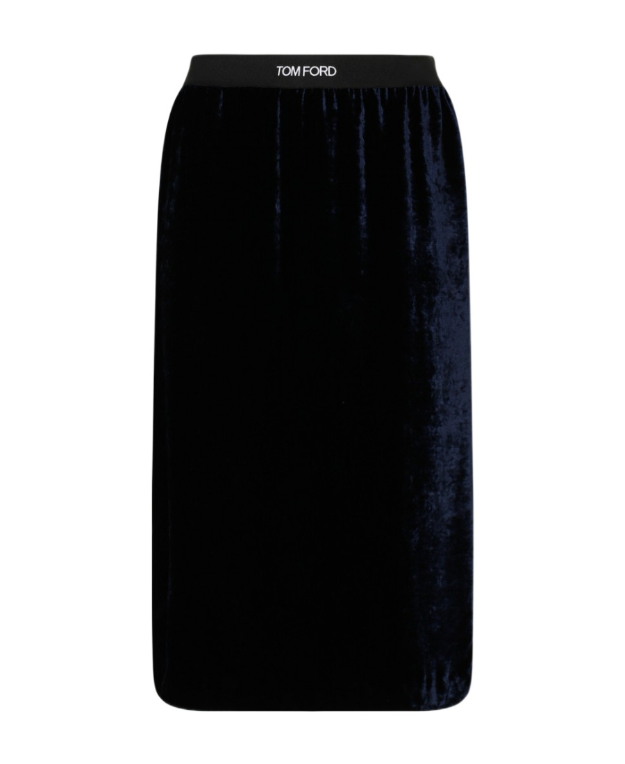 Tom Ford Logo-waistband Velvet Miniskirt In Black