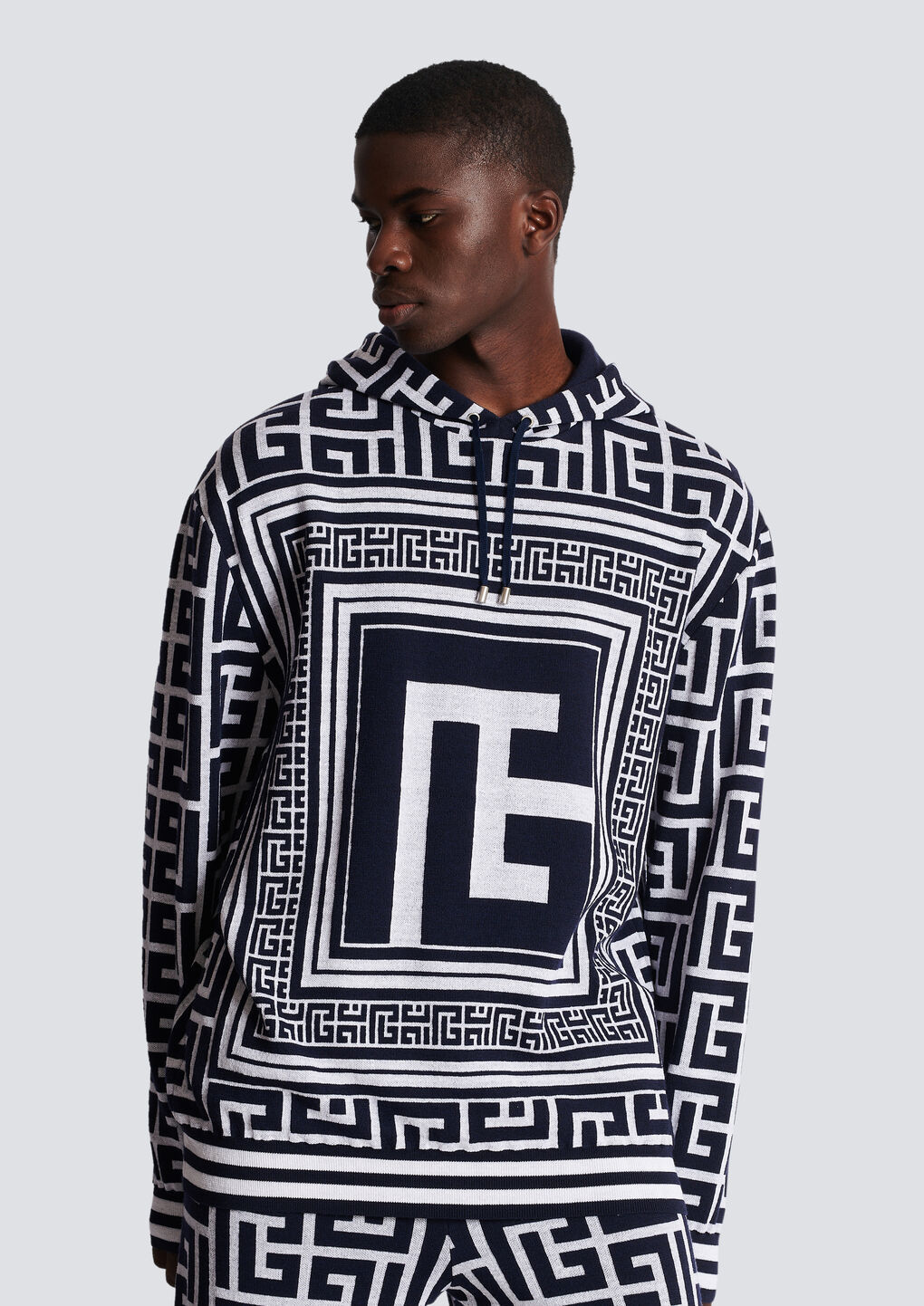 Balmain Two-tone Wool Blend Sweatshirt In Black