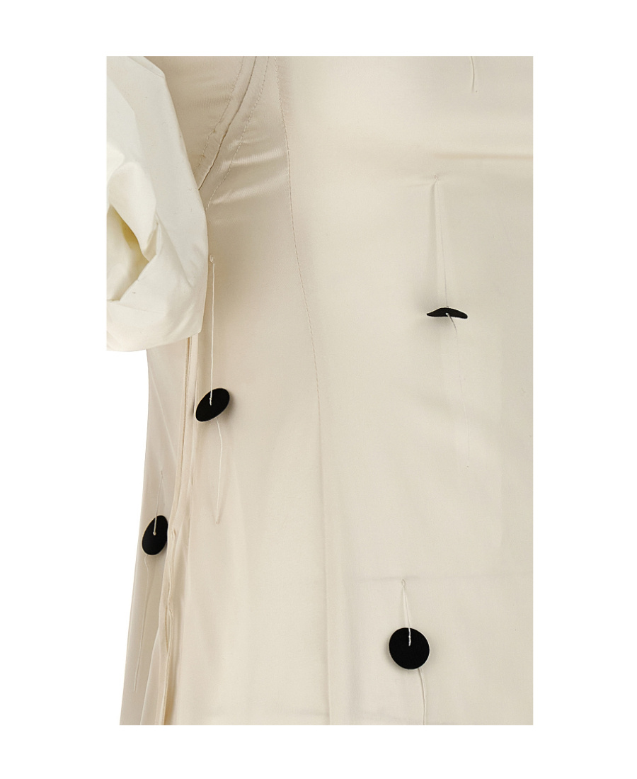Jacquemus Beloved Off-shoulder Midi Dress With Button Embellishments In Neutral