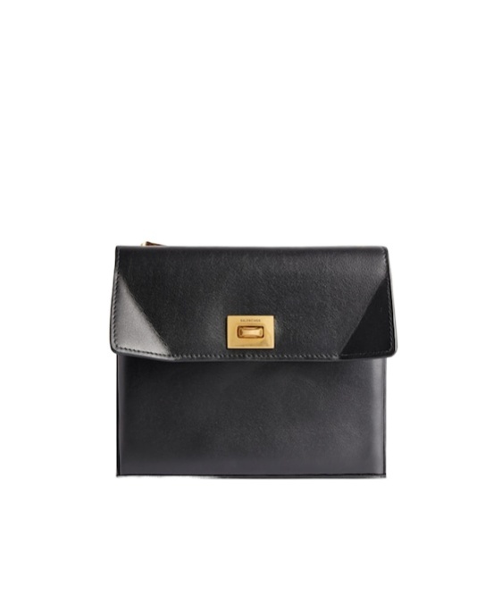 Balenciaga Rodeo Flap Leather Card Holder In Black