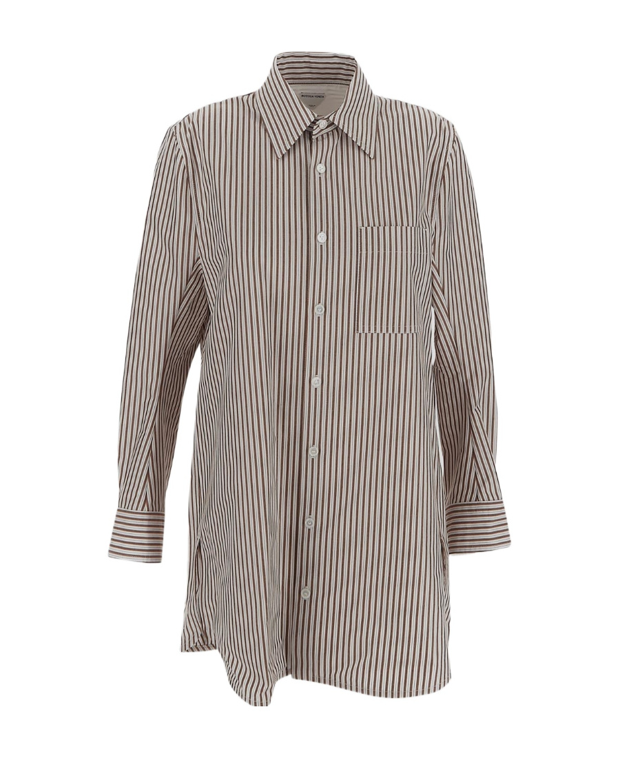 Bottega Veneta Long Striped Shirt In Nude