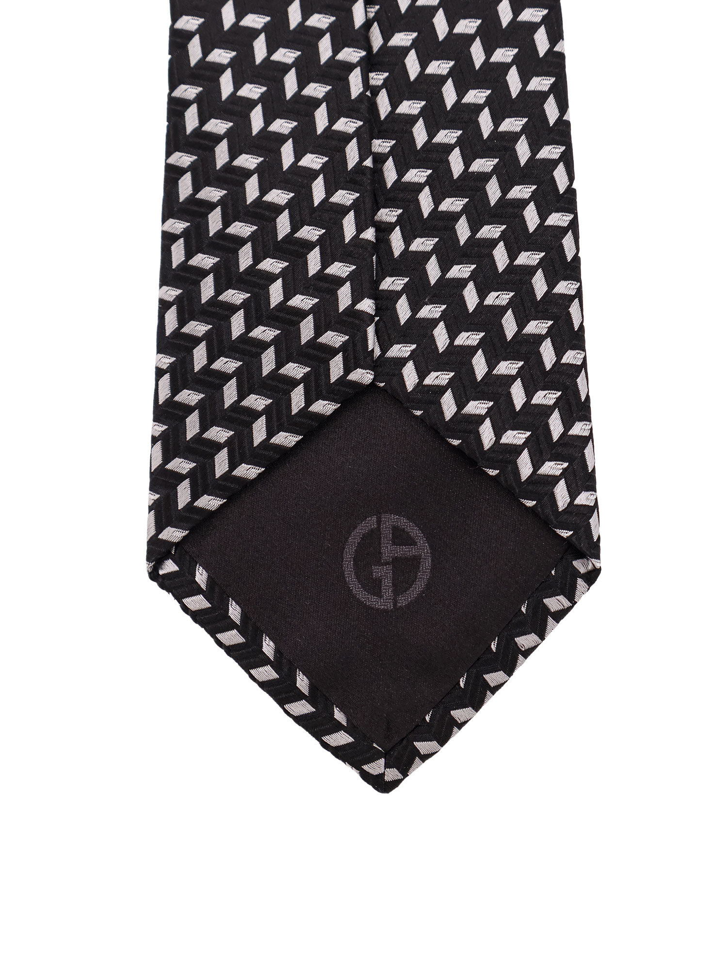 Giorgio Armani Silk Jacquard Tie Monogram Detail In Black