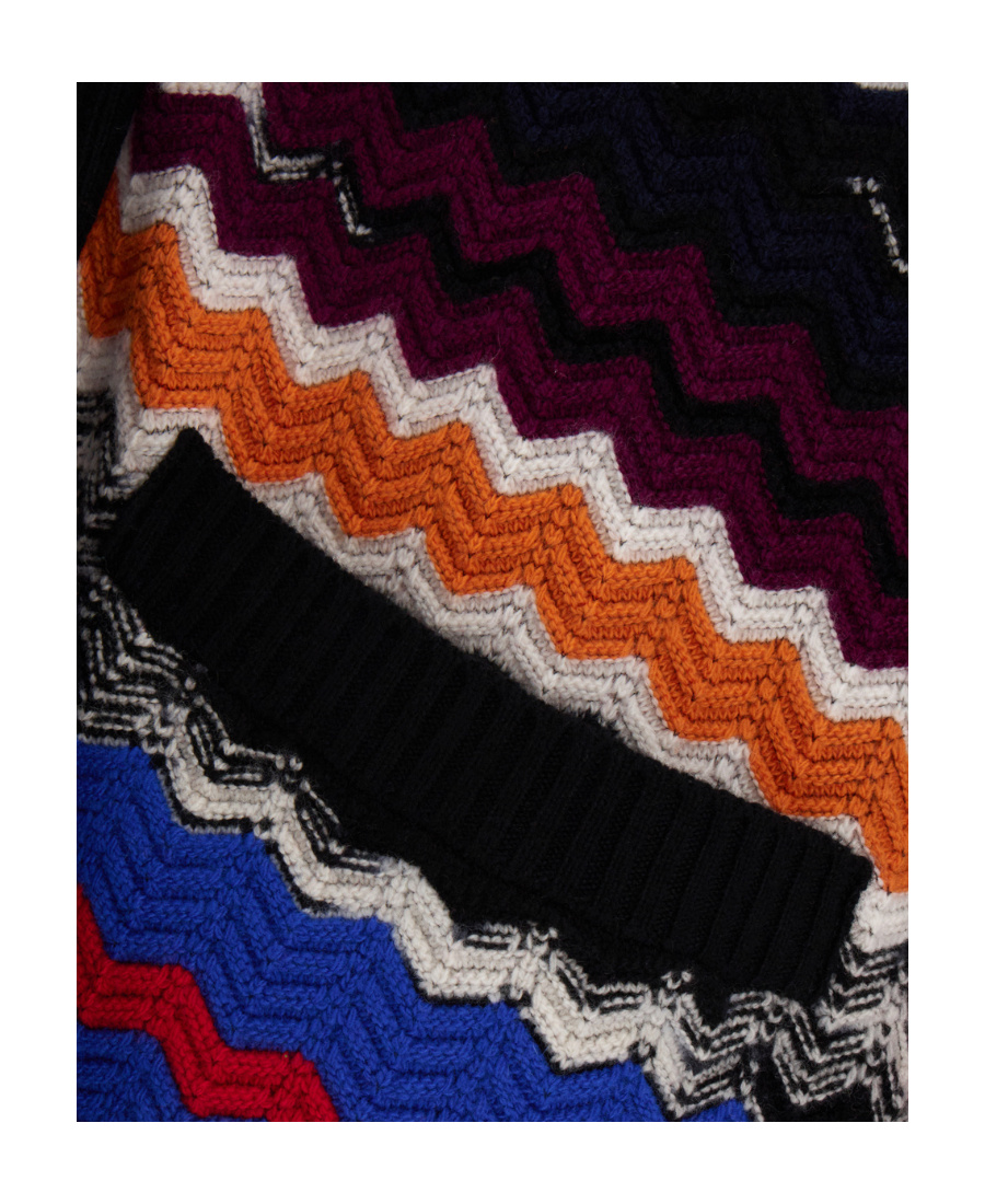 Missoni Chevron Pattern Wool Blend Cardigan In Black