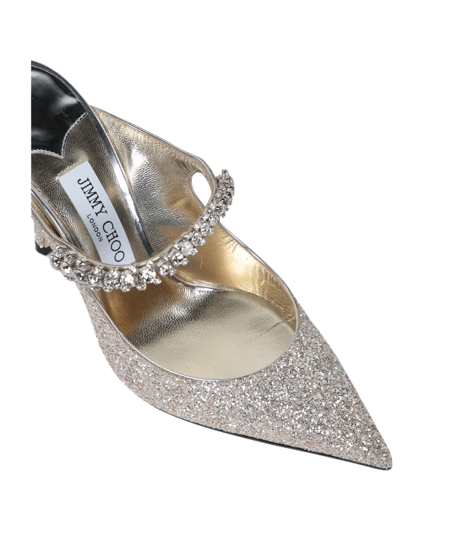Jimmy Choo Embellished Glitter Pointed Toe Sandals In Gray