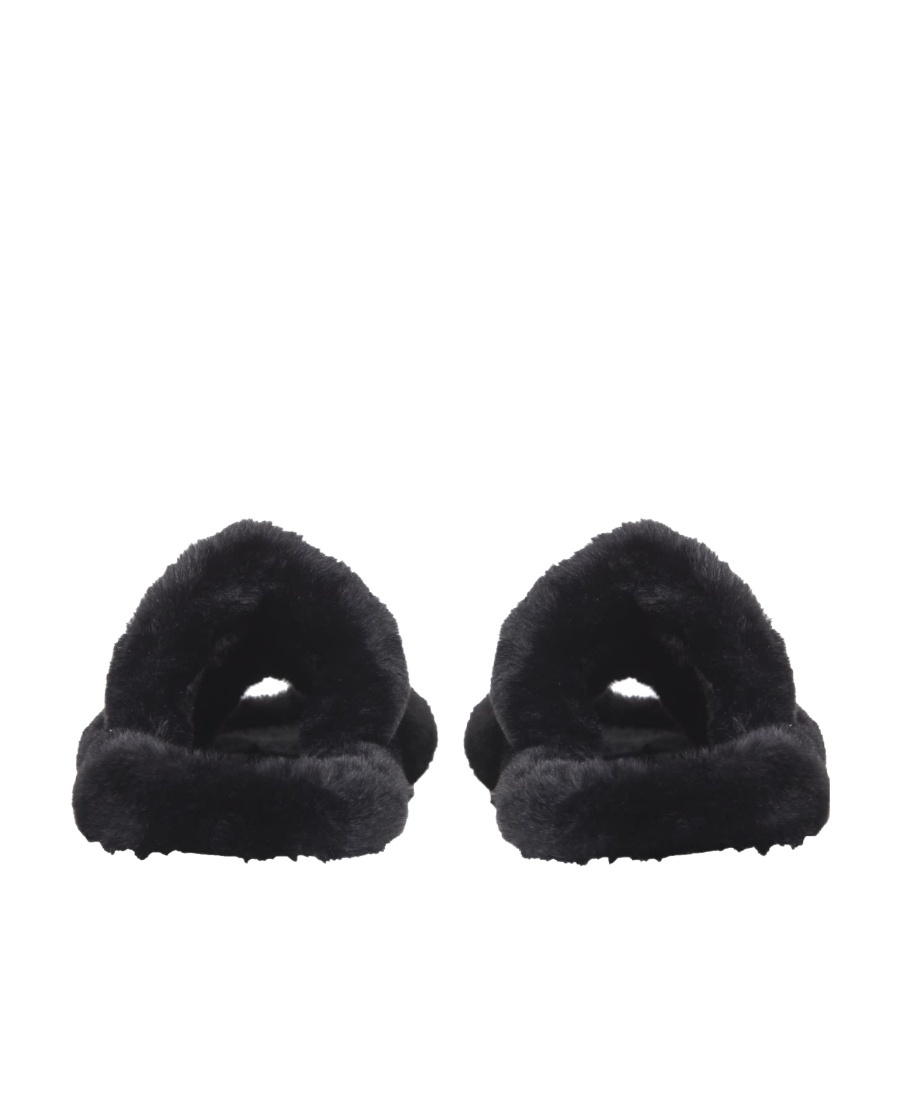 Dolce & Gabbana Faux Fur Slides In Black