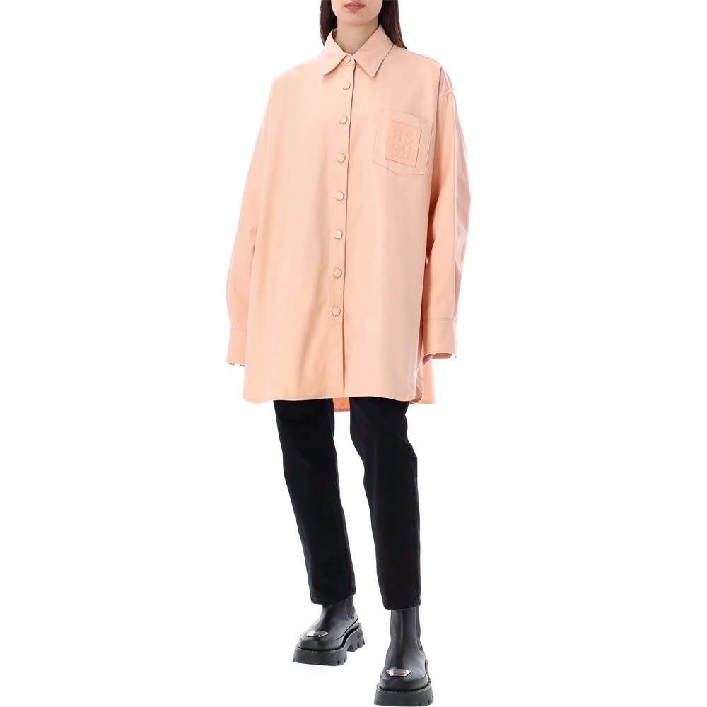 RAF SIMONS LOGO-PATCH OVERSIZED SHIRT
