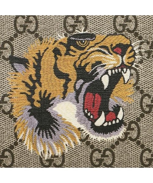 Gucci Tiger Head Printed Wallet In Nude