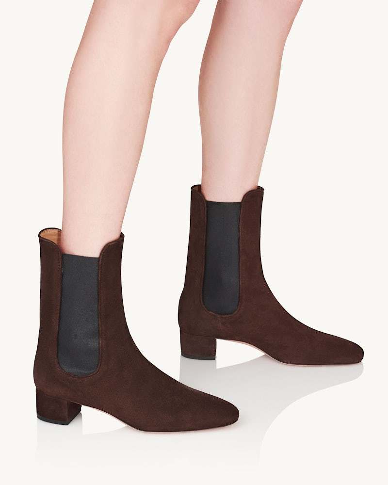 Aquazzura Lyon Suede Chelsea Ankle Booties In Black