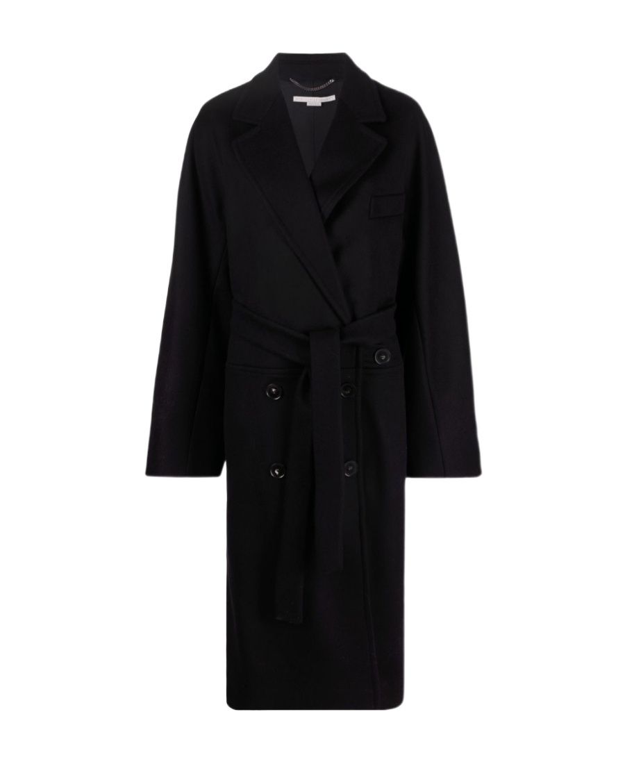 Stella Mccartney Double-breasted Belted Mid-length Coat In Black