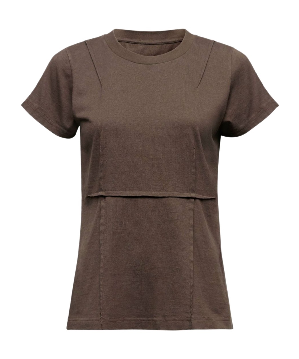 Mm6 Maison Margiela Panelled Short-sleeve T-shirt In Brown