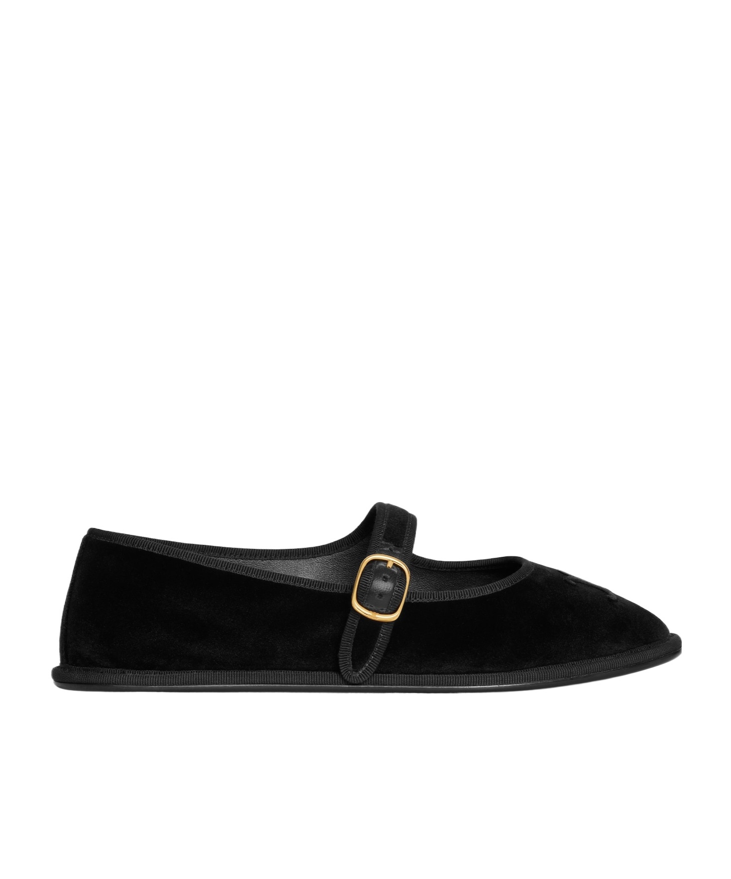 Celine Eve Triomphe Mary-jane Ballerina In Velvet In Black