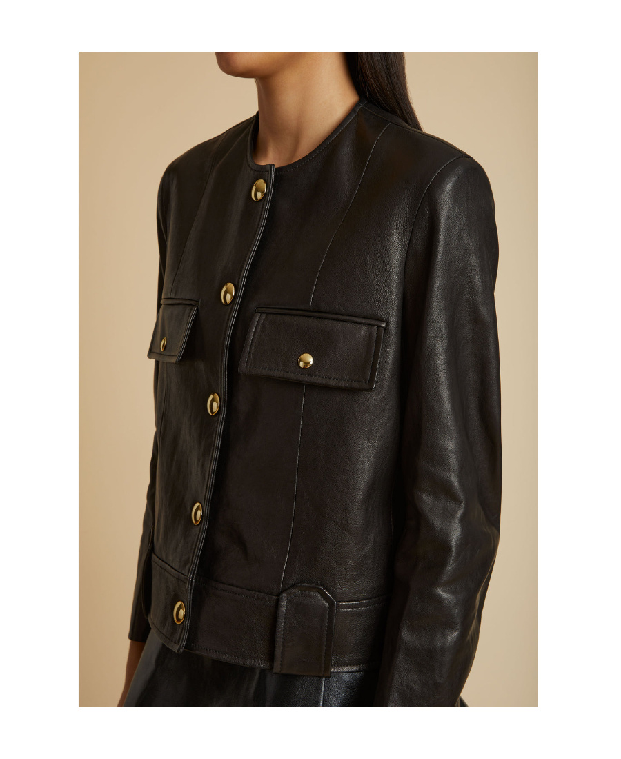 Shop Khaite The Laybin Leather Jacket In Black