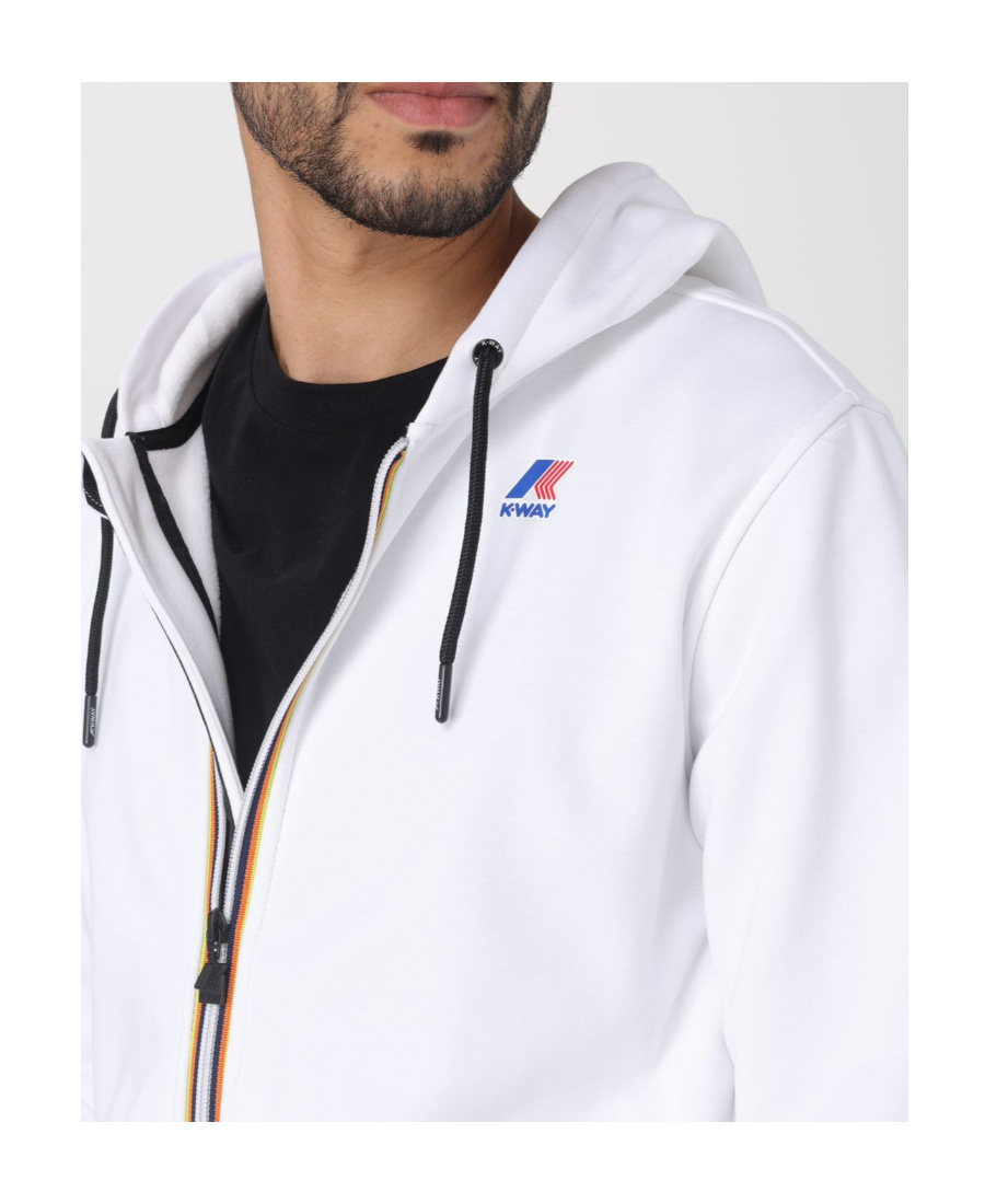 Shop K-way Logo-print Zip-up Hoodie In White