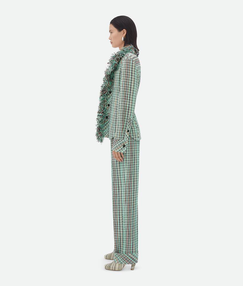 Bottega Veneta Tassel Plaid Casual Jacket In Gray