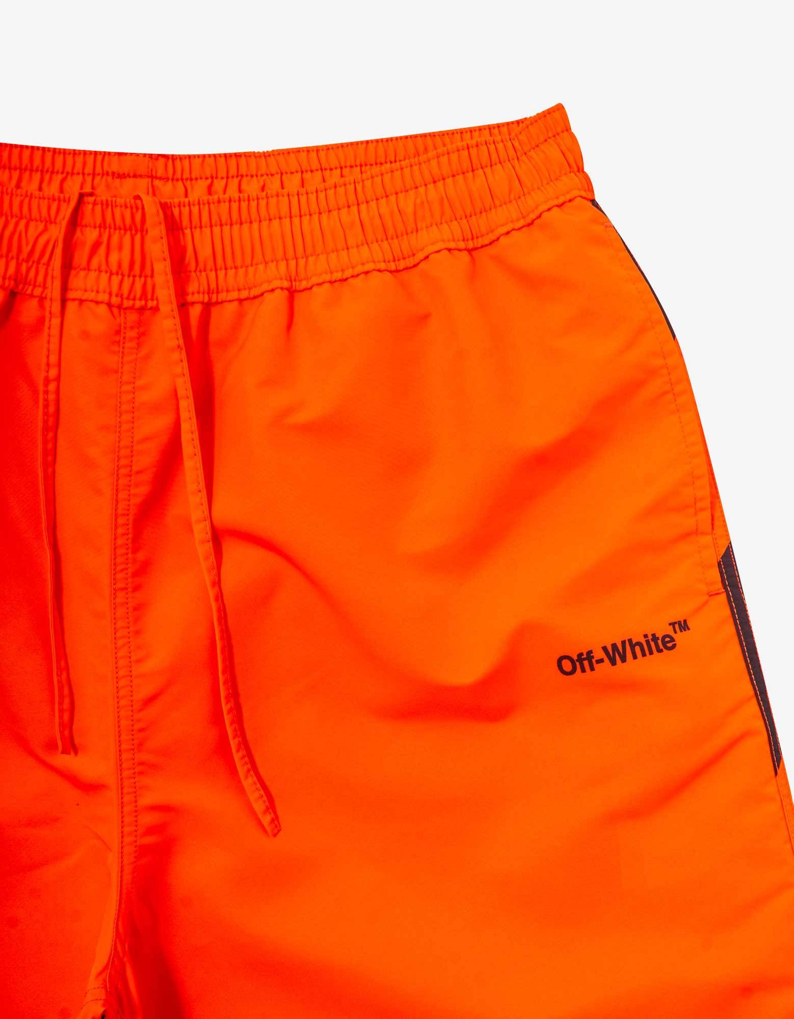 Off-white Diag Surfer Striped Swim Shorts In Red