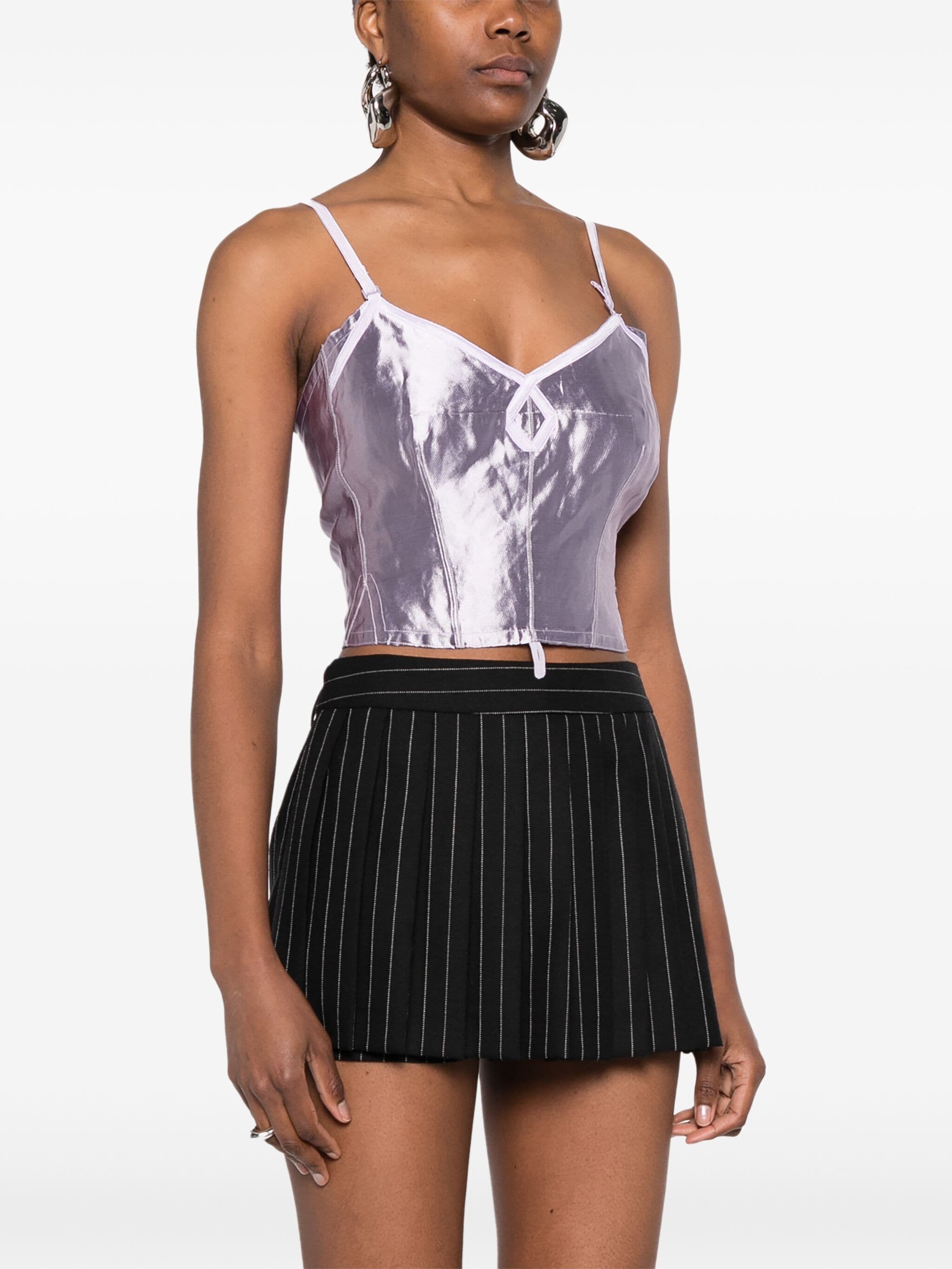 Maison Margiela Metallic Silk Crop Top In Purple