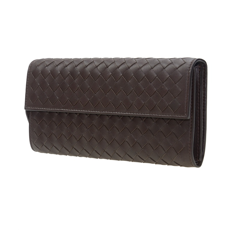 Bottega Veneta Weave A Logo Wallet In Brown