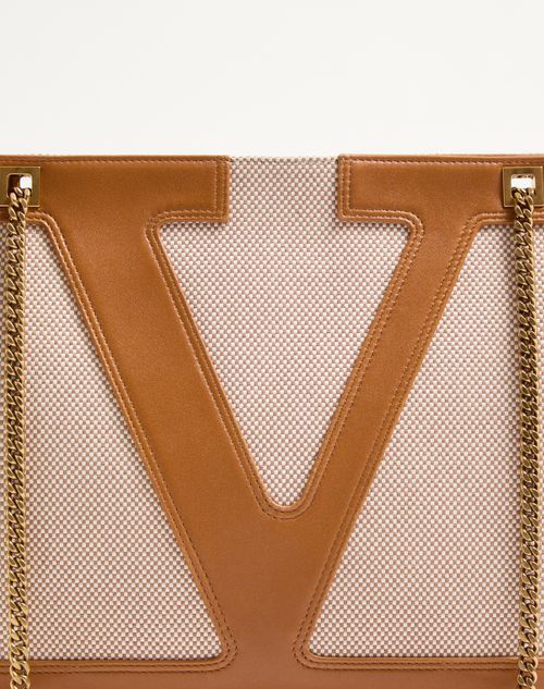 Valentino Medium Canvas And Leather Viva Superstar Tote Bag In Nude
