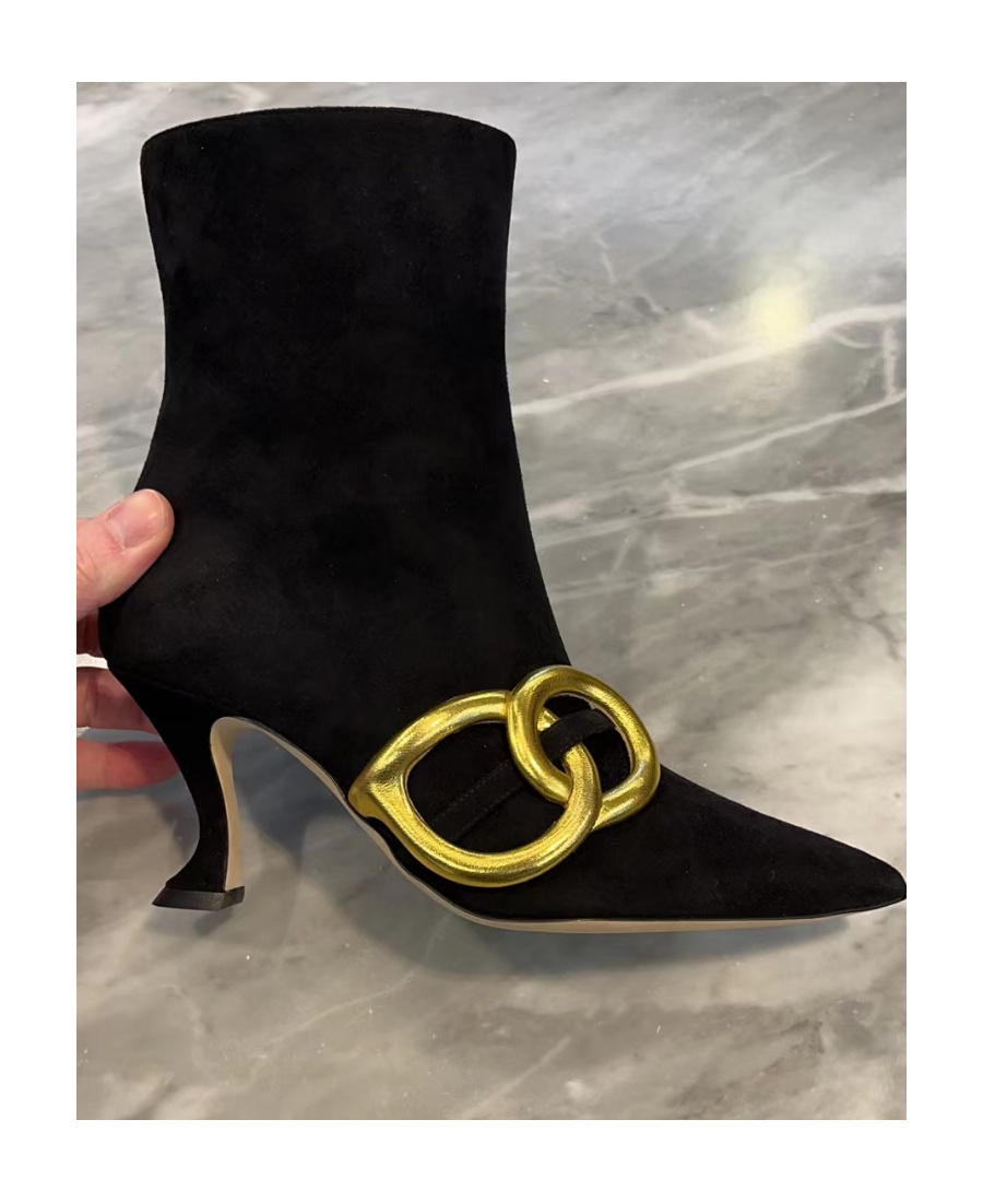 Manolo Blahnik Logo High-heeled Short Boots In Black