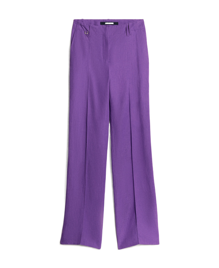 Shop Jacquemus Mid-rise Straight-leg Trousers In Purple