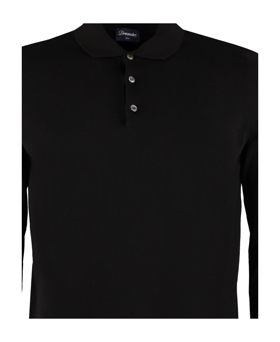 Drumohr Black Cotton Polo Shirt In Black