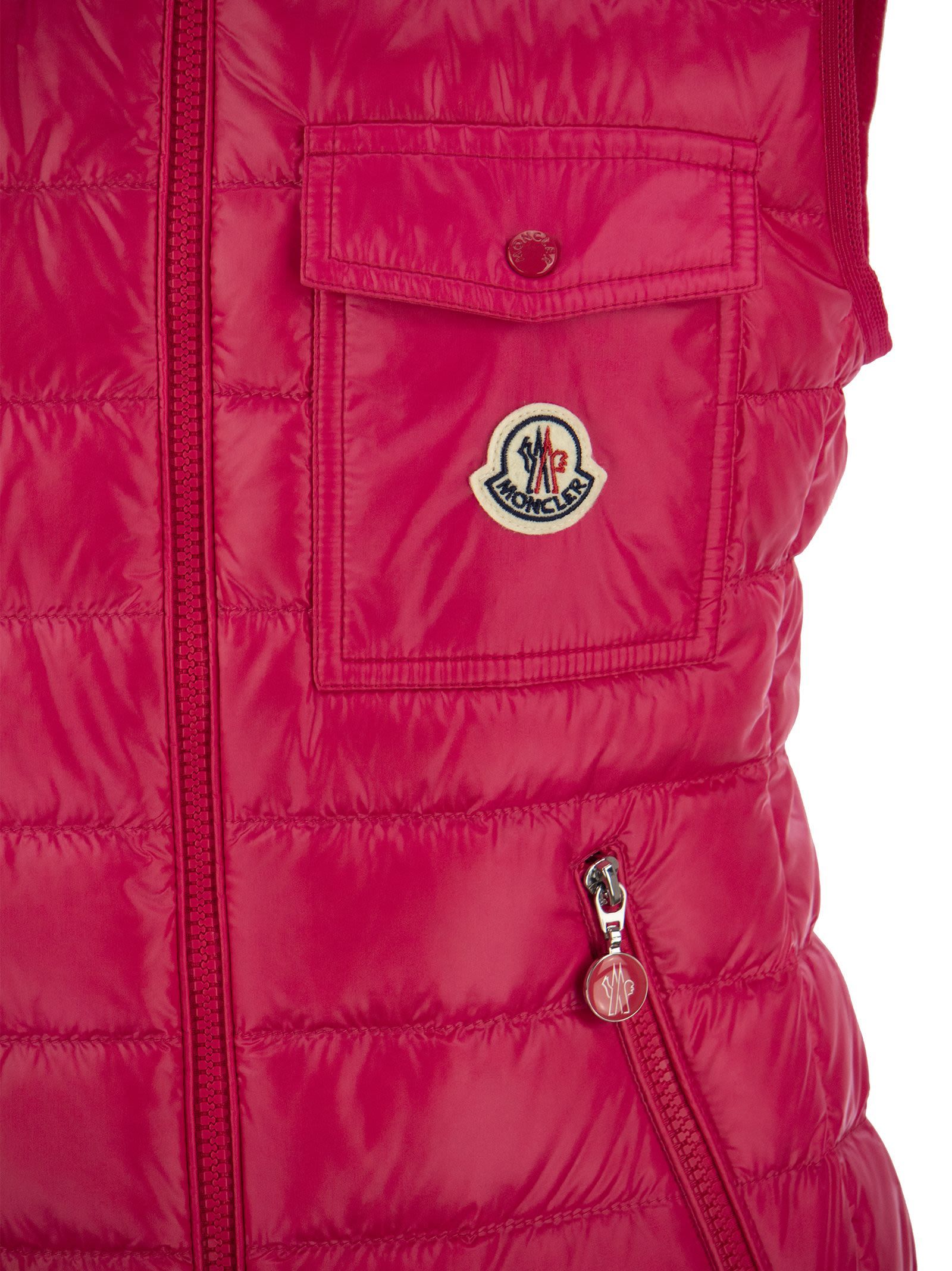 Moncler Glygos Zip-up Down Vest In Red