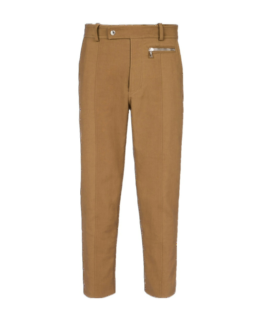 Shop Balmain Straight Cotton Cargo Trousers In Brown